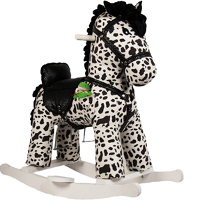 راکر اسب کودک چوبی خال خالی مشکی -اسباب بازی